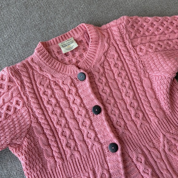 Kilronan Sweaters - Kilronan Knitwear Bubblegum Pink‎ Fisherman Cableknit Chunky Cardigan Small